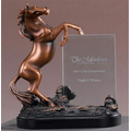 Equestrian Mirth Award with Glass Plaque. 9-1/2"h x 8-1/2"w x 3-1/2"d.